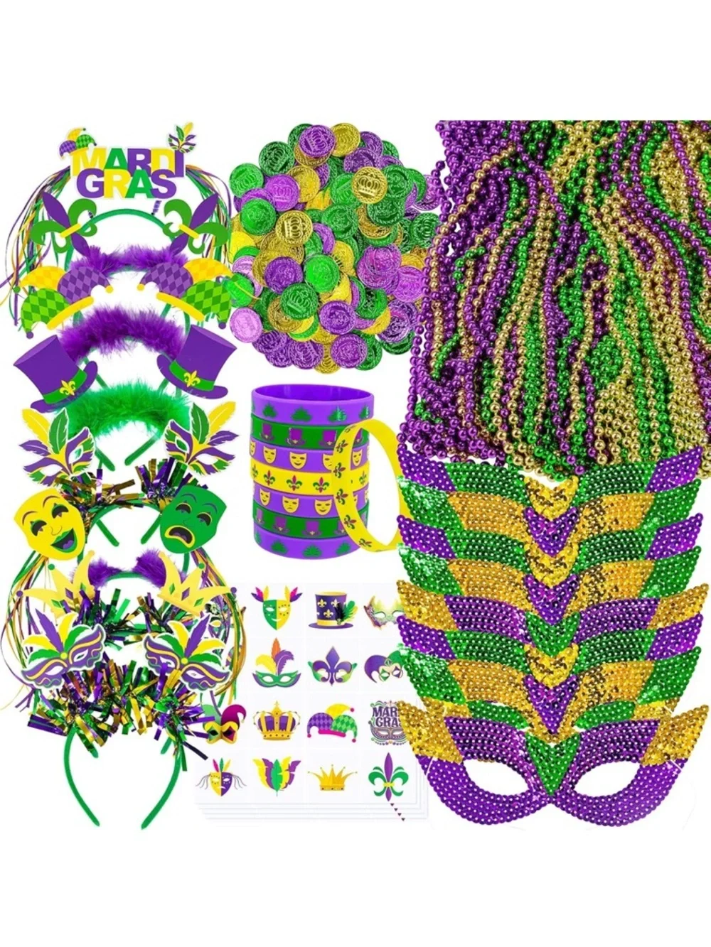 124 Pcs Mardi Gras Accessories Set Bulk Party carnival decor